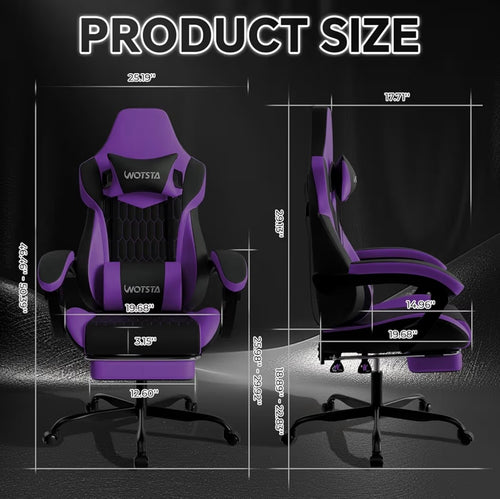 (Purple) WOTSTA Gaming Chair with Footrest