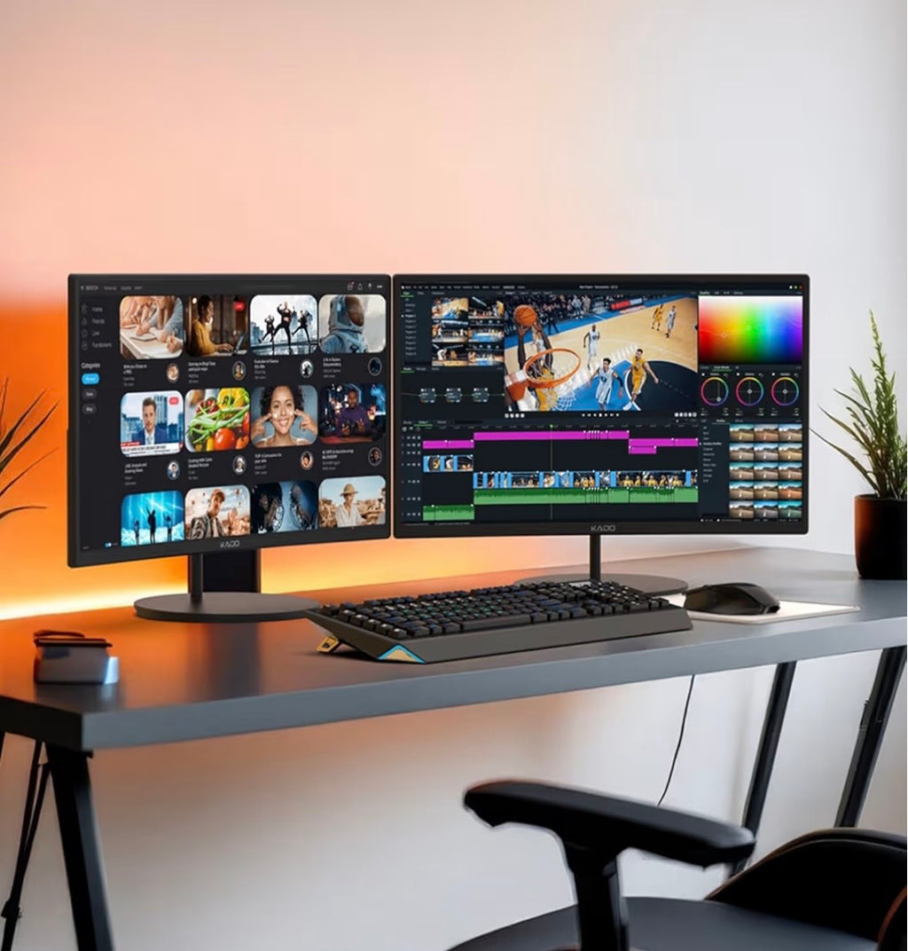 Kado Dual Monitor Setup - 2-Pack 27" Curved 1920x1080 Gaming Monitor