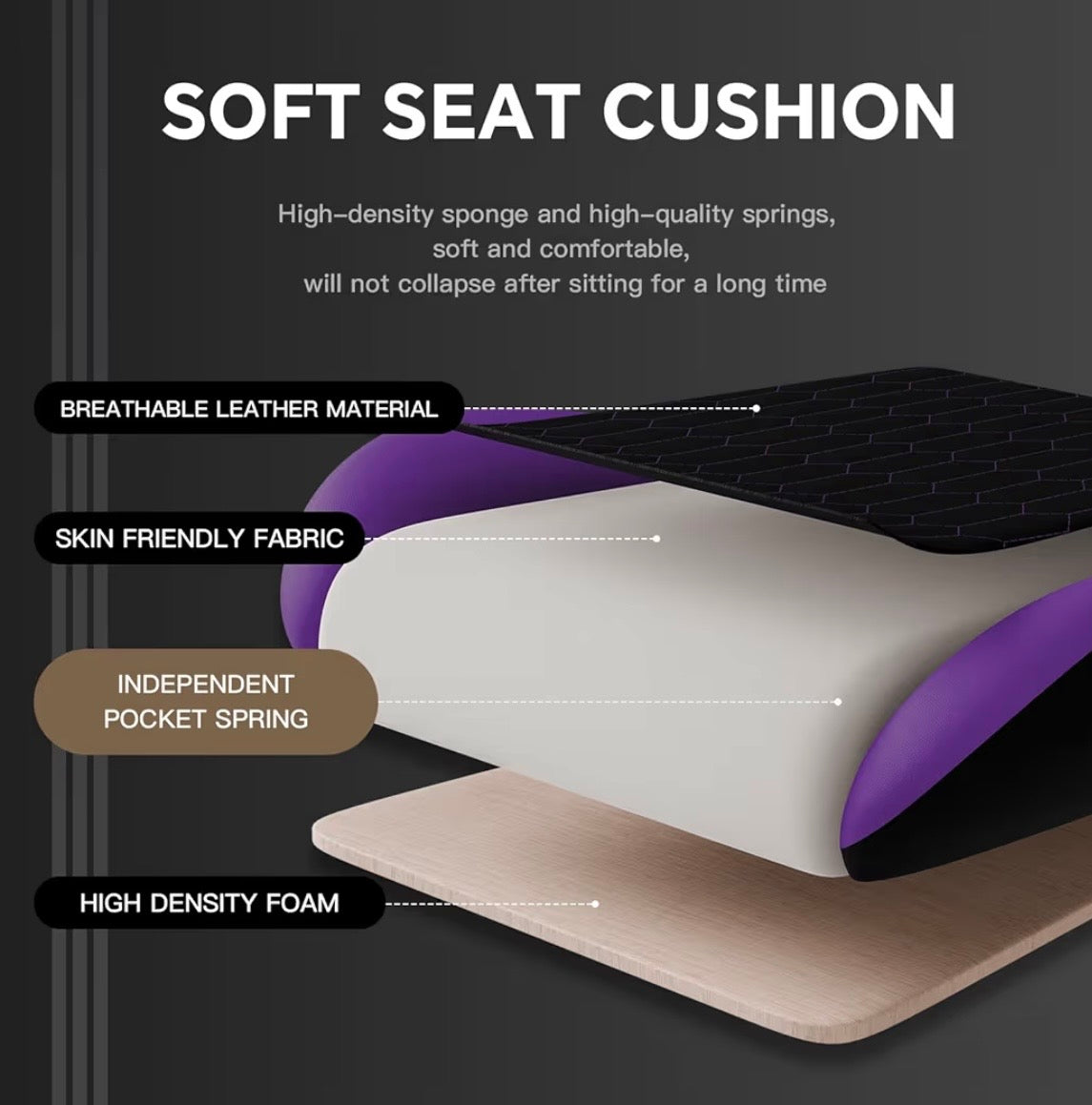 (Purple) WOTSTA Gaming Chair with Footrest