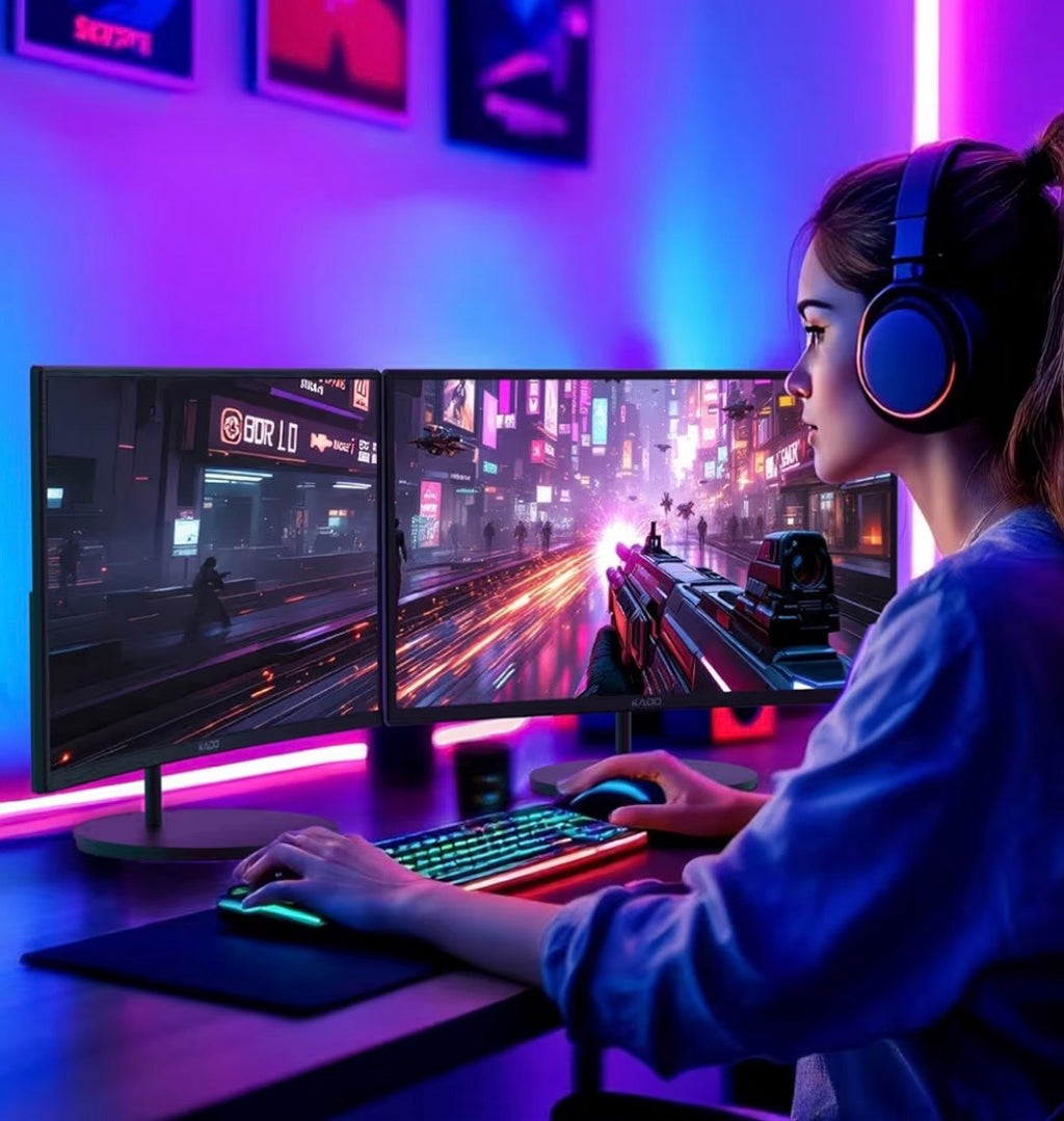 Kado Dual Monitor Setup - 2-Pack 27" Curved 1920x1080 Gaming Monitor