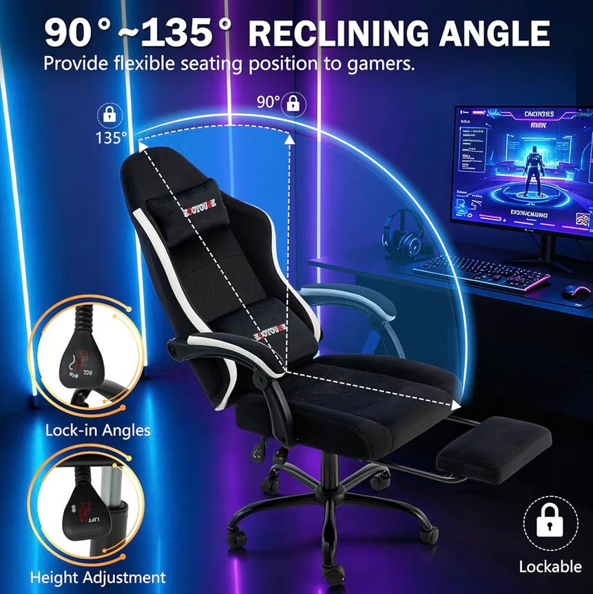 Black Fabric Gaming Chair
