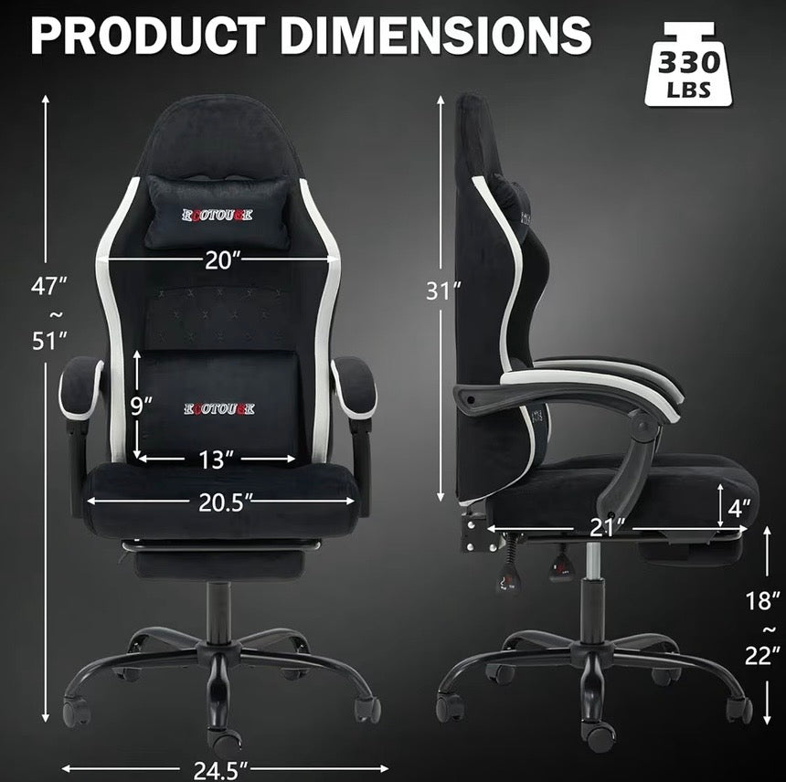 Black Fabric Gaming Chair