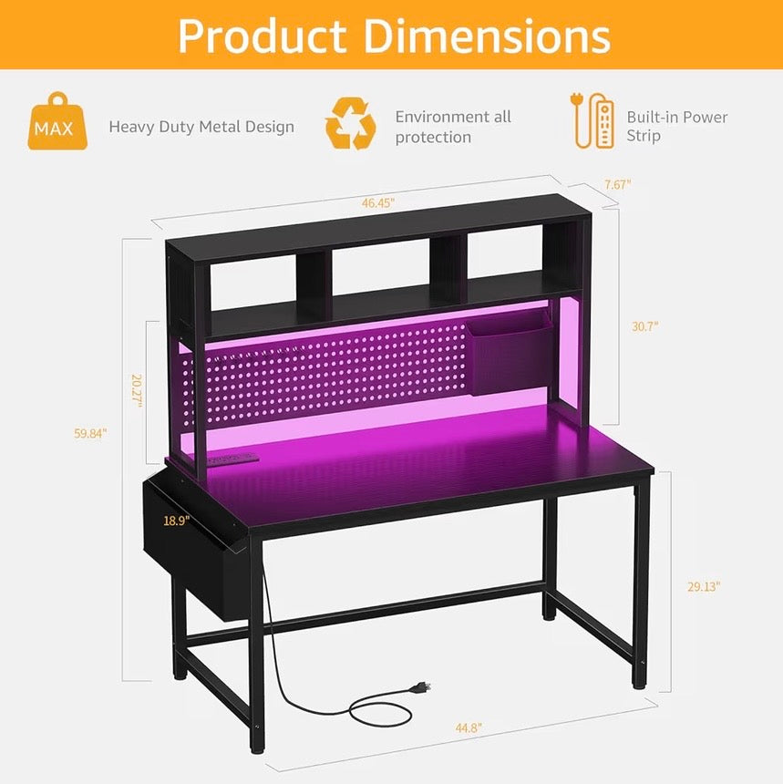 DLisiting Black Gaming Desk