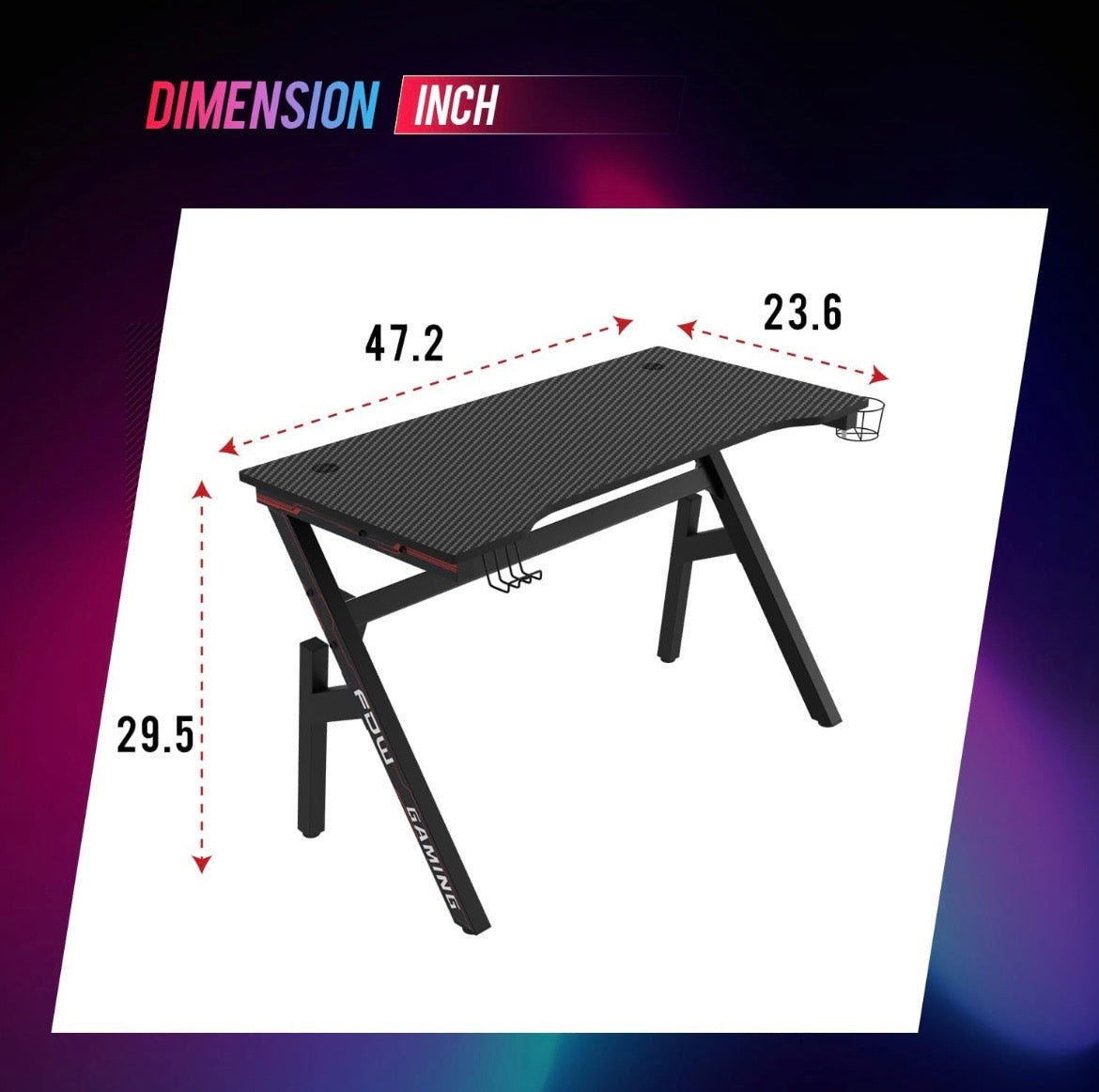 FDW 47 Inch Gaming Desk